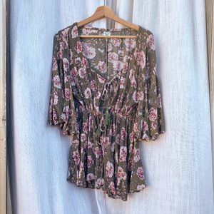Verge Girl Floral Jumpsuit - Pink and Green